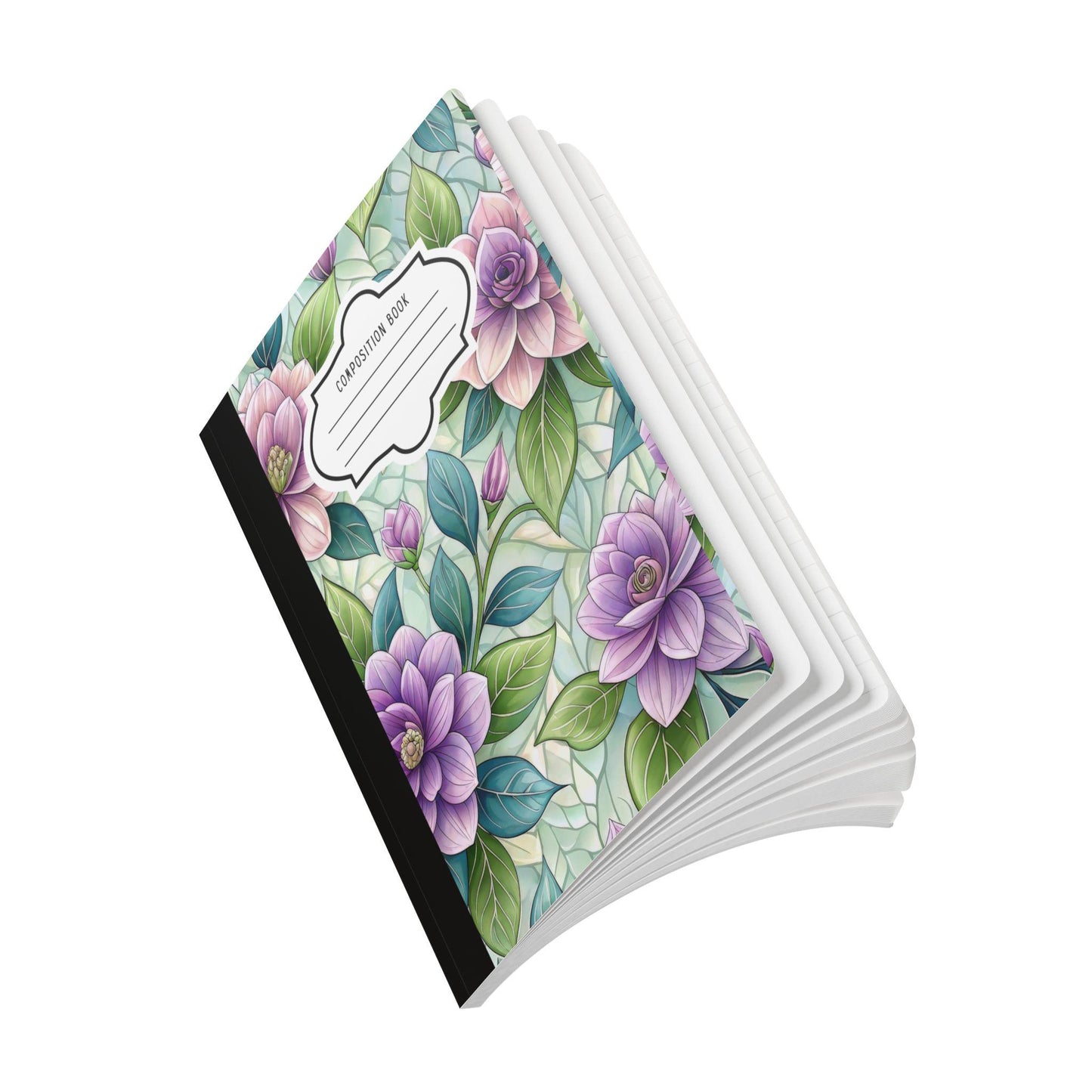 Pastel Floral Composition Notebook | Soft Watercolor Garden Journal, College-Ruled Pages