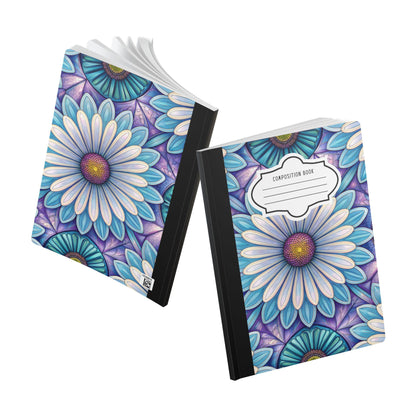 Blue Daisy Bloom Composition Notebook | Watercolor Floral Journal for School, Writing
