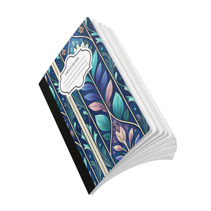 Stained Glass Floral Composition Notebook | Watercolor Botanical Journal, College-Ruled Pages