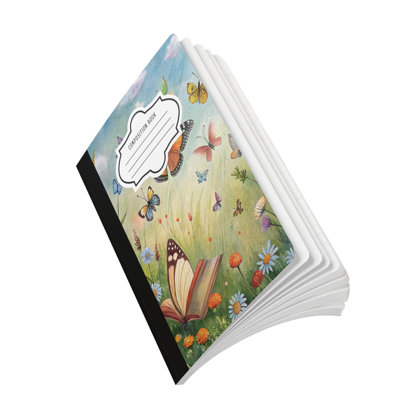 Blooming Garden Butterfly Composition Notebook | Watercolor Floral Journal