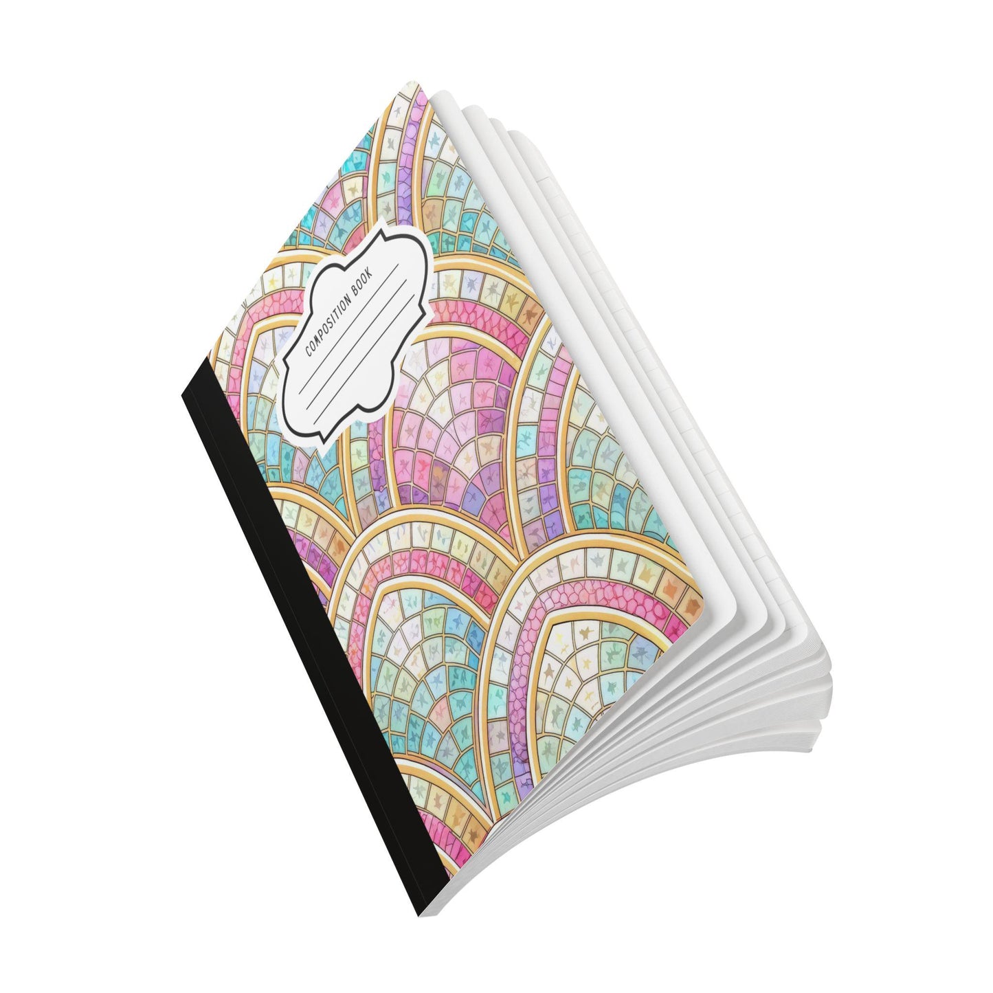 ColorFlow | Pastel Mosaic Arch Pattern Composition Notebook | Colorful Geometric Journal for School and Work