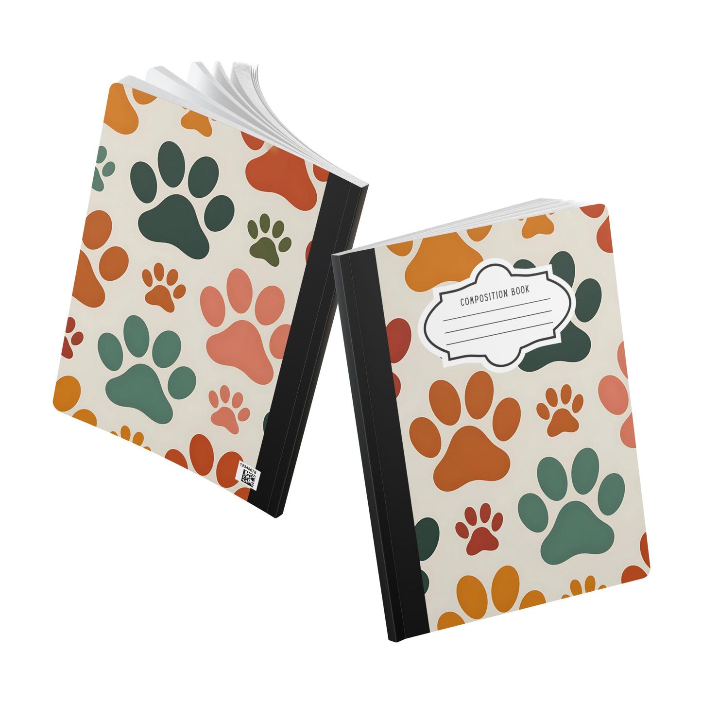 ColorFlow Paw Print Composition Notebook | College Ruled Journal for Students