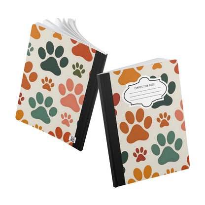ColorFlow Paw Print Composition Notebook | College Ruled Journal for Students