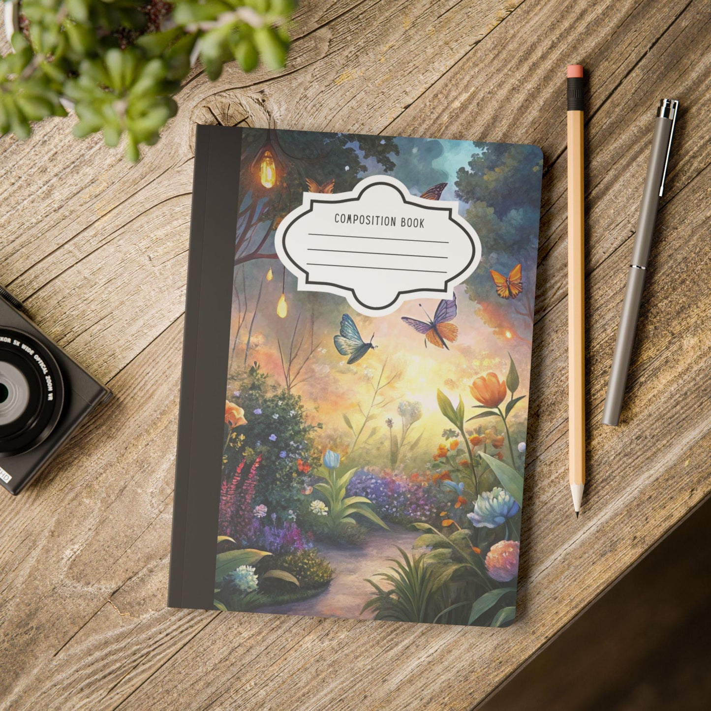 Enchanted Butterfly Composition Notebook | Magical Garden Journal, Watercolor Art Book