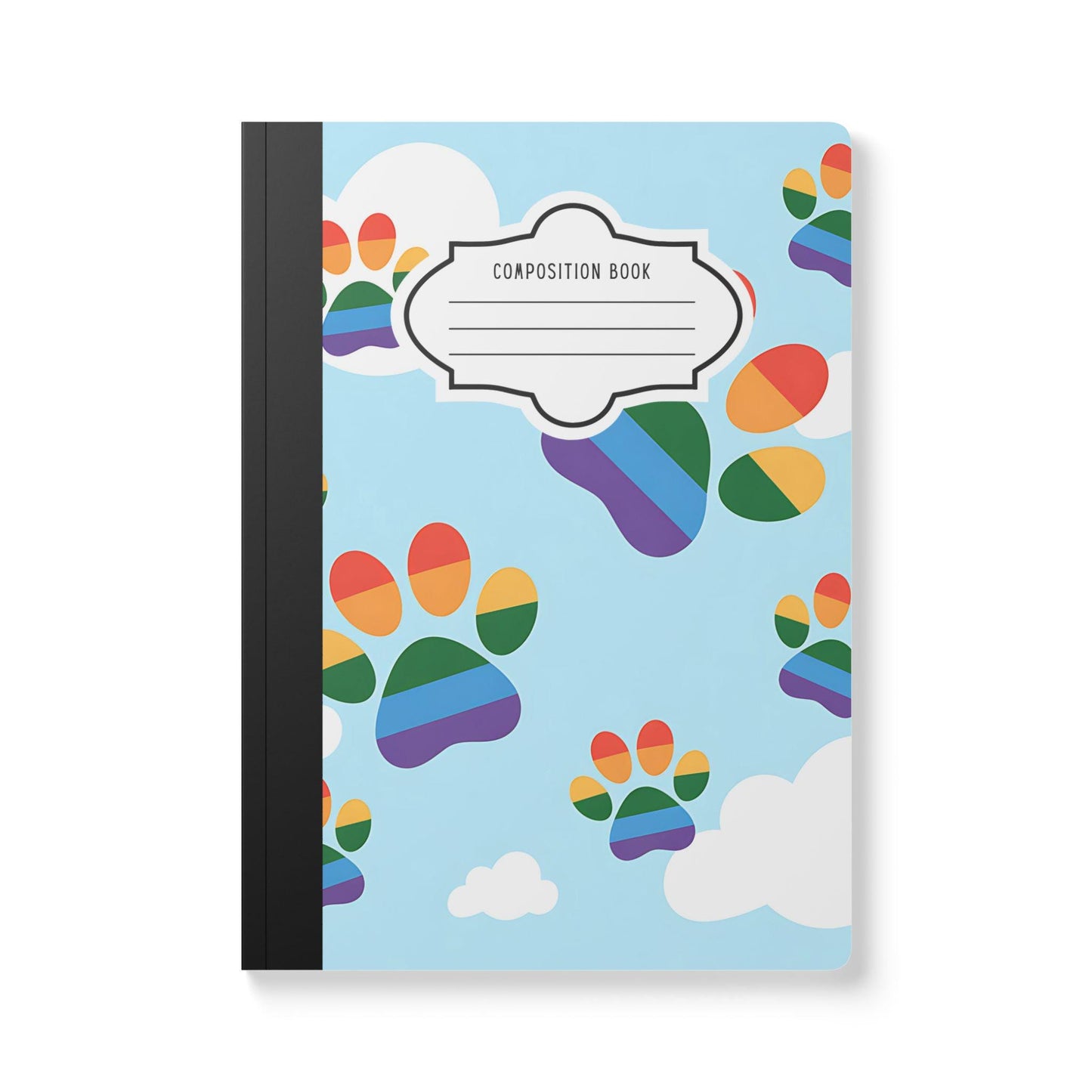 Rainbow Cloud Paw Print Composition Notebook | Animal Lover Journal, School, Office, Writing