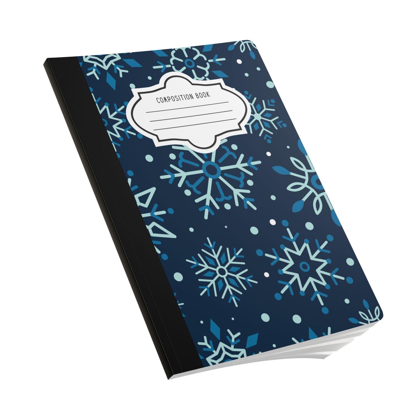 Dark Blue Snowflake Composition Notebook | College Ruled Journal for School, Office, Writing