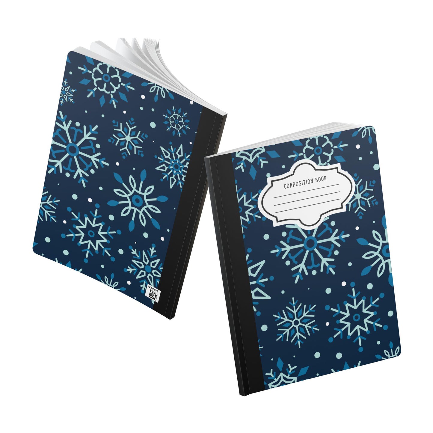 Dark Blue Snowflake Composition Notebook | College Ruled Journal for School, Office, Writing
