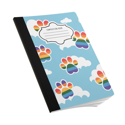 Rainbow Paw Print Clouds Composition Notebook | Animal Lover Journal, School, Work