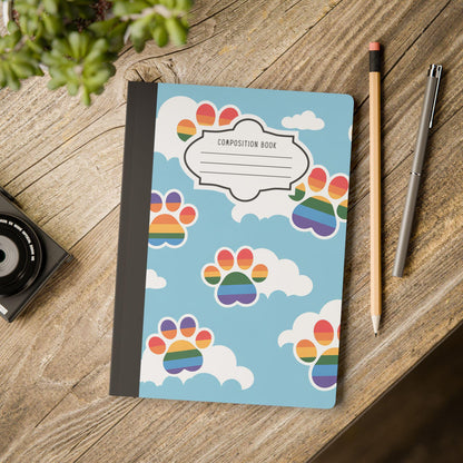 Rainbow Paw Print Clouds Composition Notebook | Animal Lover Journal, School, Work