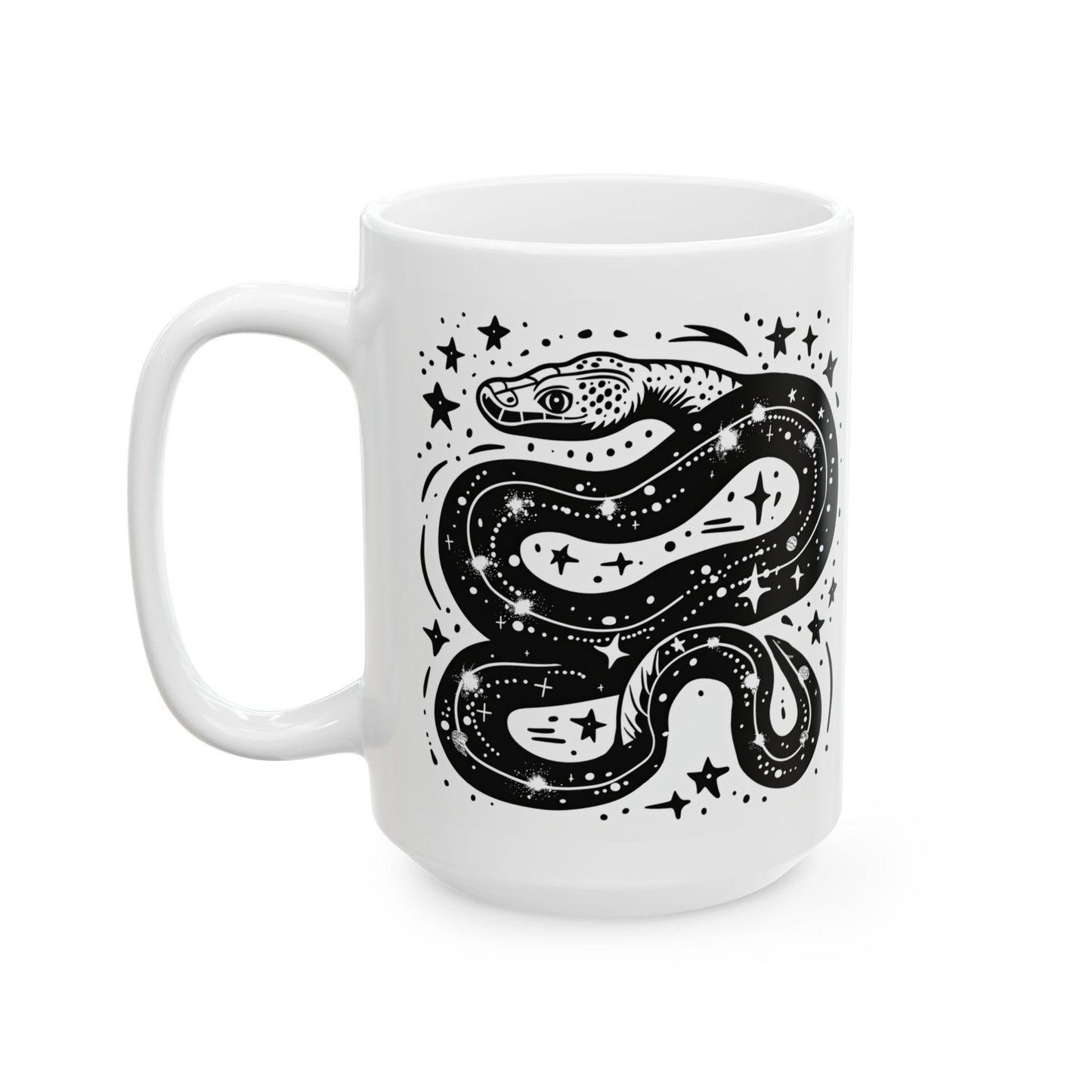 Celestial Serpent Ceramic Mug | Cosmic Astrology Coffee Cup (15 oz)