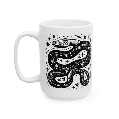 Celestial Serpent Ceramic Mug | Cosmic Astrology Coffee Cup (15 oz)