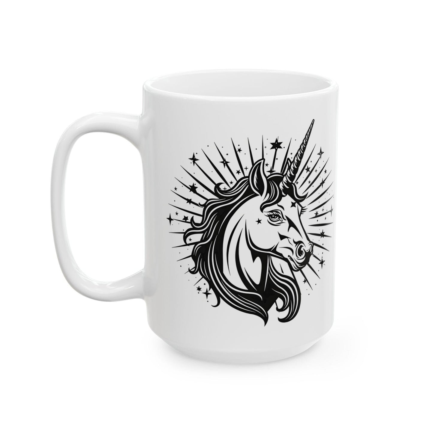 Celestial Unicorn Mug | Mystical Star Art Ceramic Coffee Cup (15 oz)