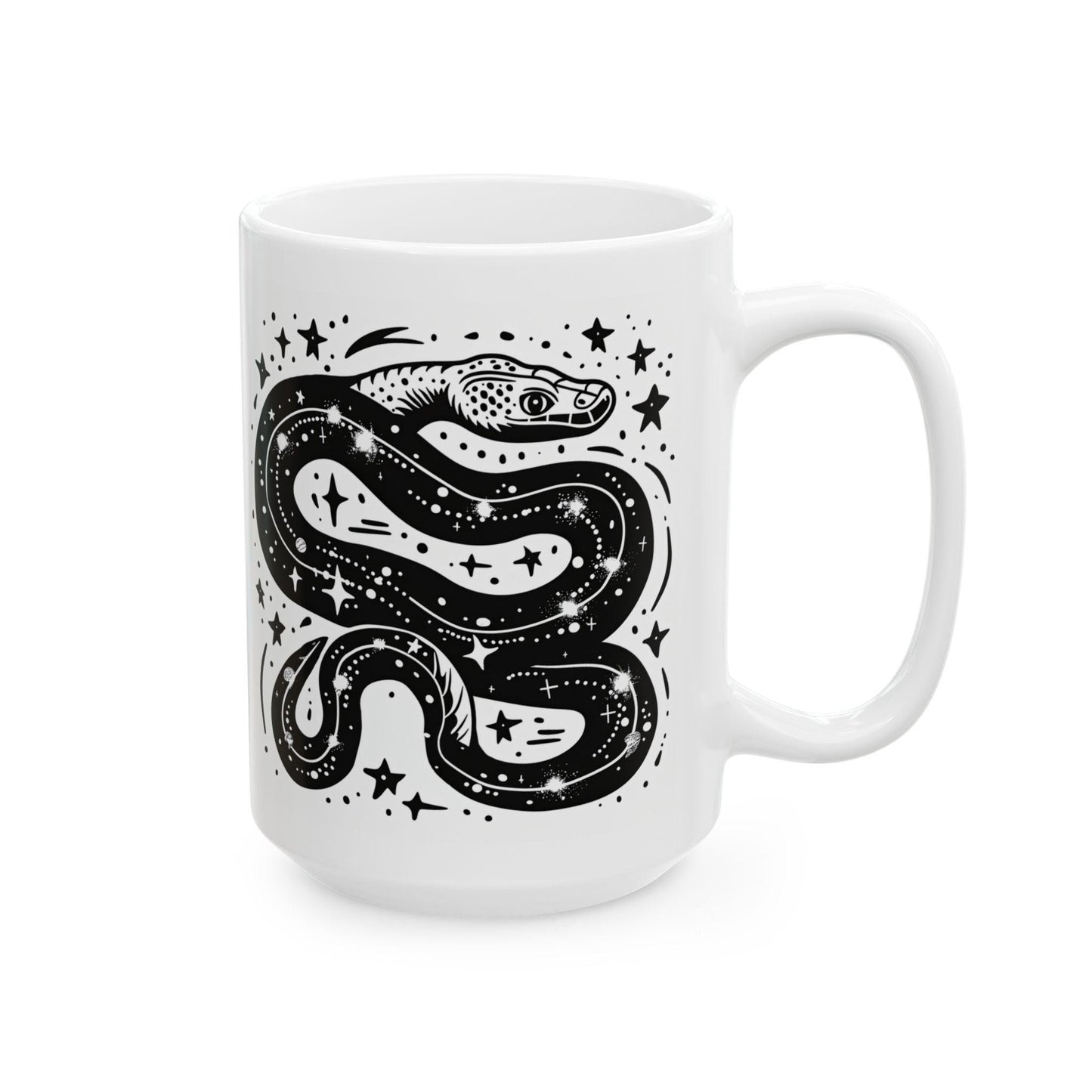 Celestial Serpent Ceramic Mug | Cosmic Astrology Coffee Cup (15 oz)