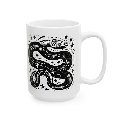 Celestial Serpent Ceramic Mug | Cosmic Astrology Coffee Cup (15 oz)