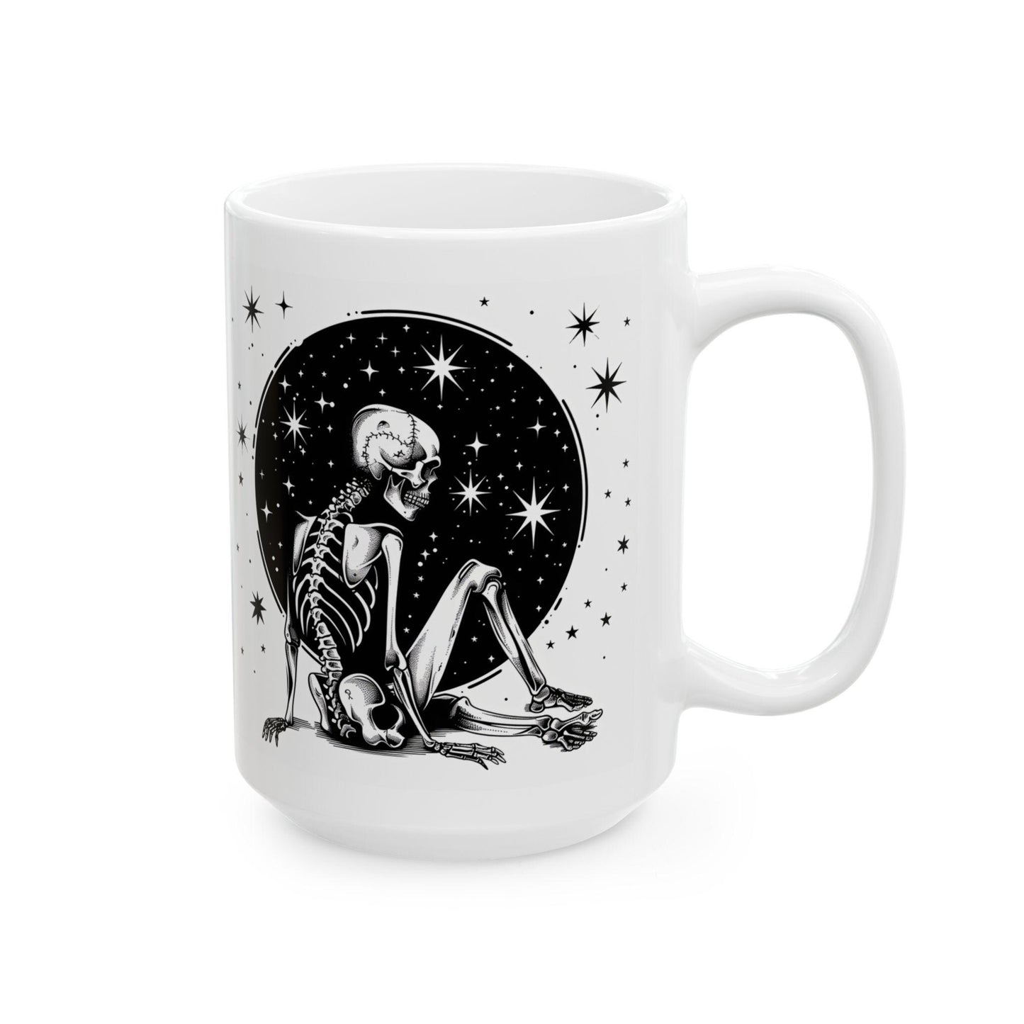 Starlit Skeleton Ceramic Mug | Gothic Celestial Coffee Cup (15 oz)