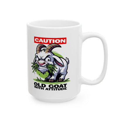 Caution Goat Mug | Funny Animal Coffee Cup | 15oz Ceramic Mug