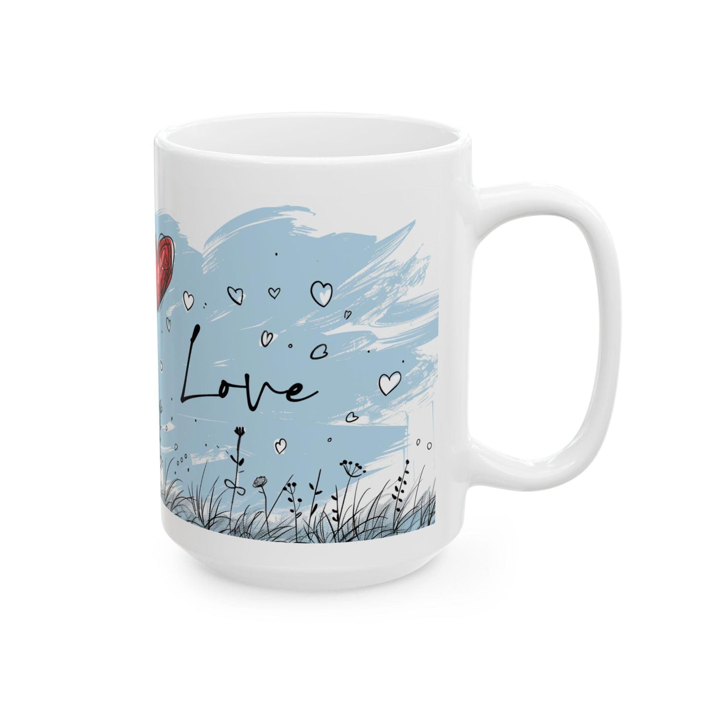 ColorFlow Ceramic Mug | Whimsical Girl Art, 15oz Coffee Cup