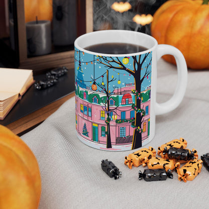 Christmas Village Mug | Festive City Street Ceramic Coffee Cup (15 oz)