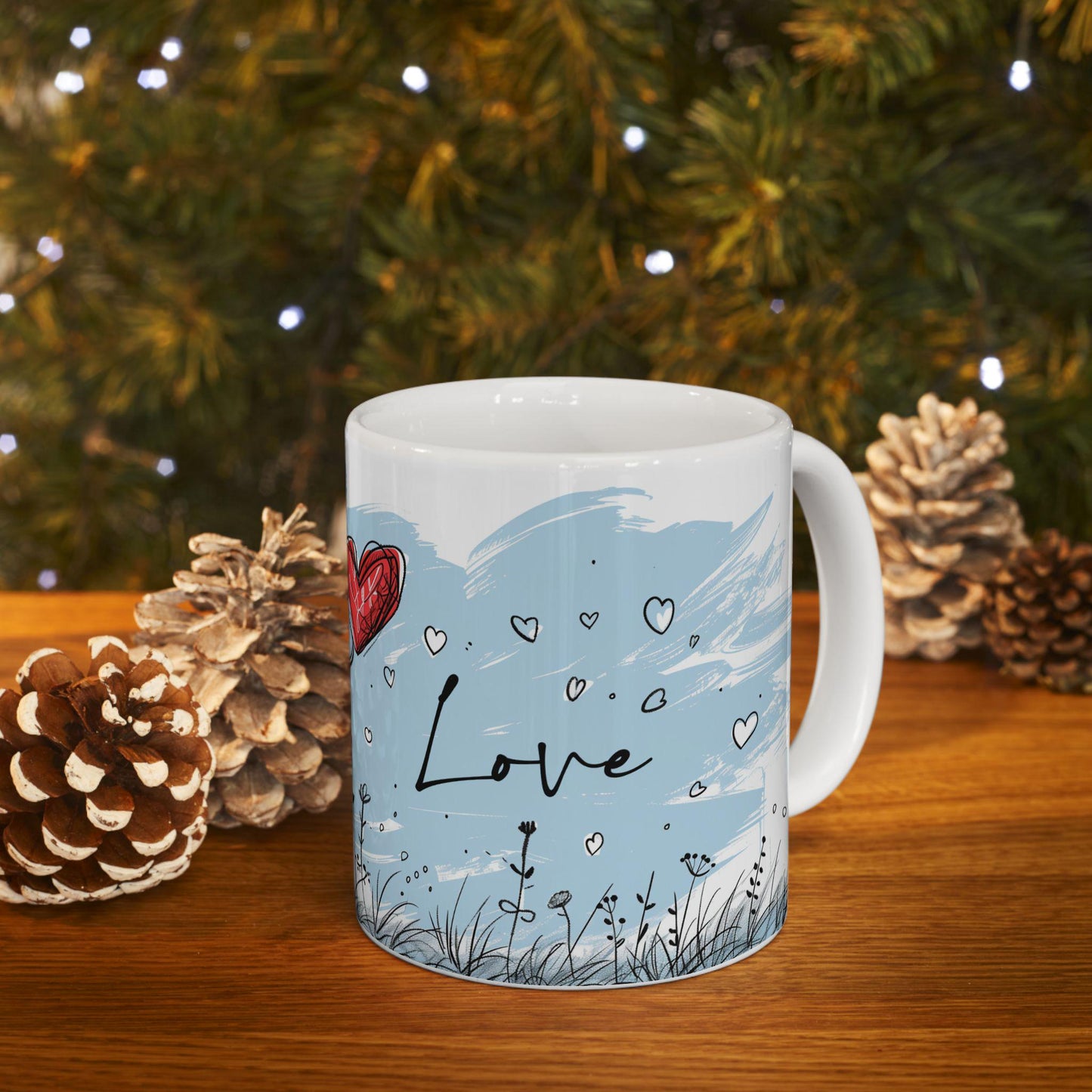 ColorFlow Ceramic Mug | Whimsical Girl Art, 15oz Coffee Cup