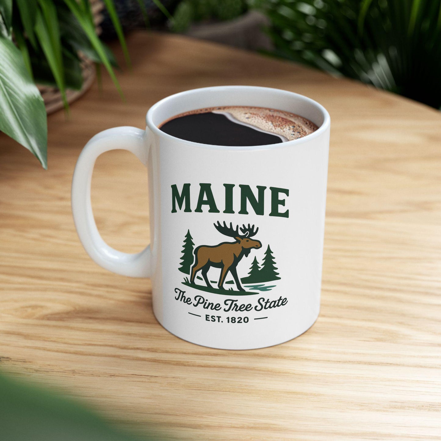Maine Moose Ceramic Mug | The Pine Tree State Coffee Cup
