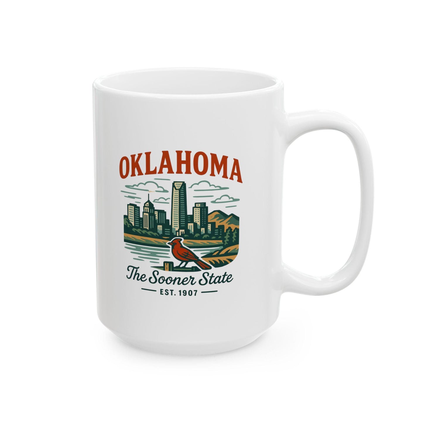 Oklahoma Skyline Mug | The Sooner State Ceramic Coffee Cup | Vintage Travel Gift