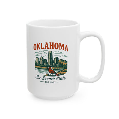 Oklahoma Skyline Mug | The Sooner State Ceramic Coffee Cup | Vintage Travel Gift