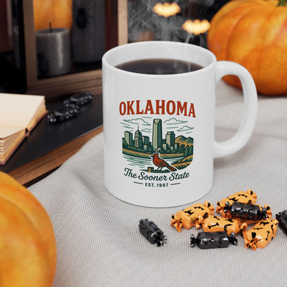 Oklahoma Skyline Mug | The Sooner State Ceramic Coffee Cup | Vintage Travel Gift