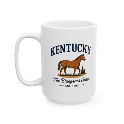 Kentucky Horse Mug | Bluegrass State Ceramic Coffee Cup | Equestrian Gift
