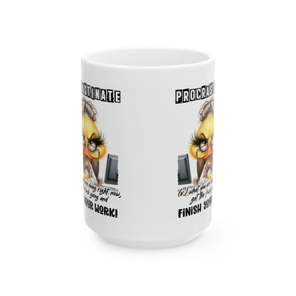 Funny Office Mug | Procrastinate Finish Work | 15 oz Ceramic Coffee Cup