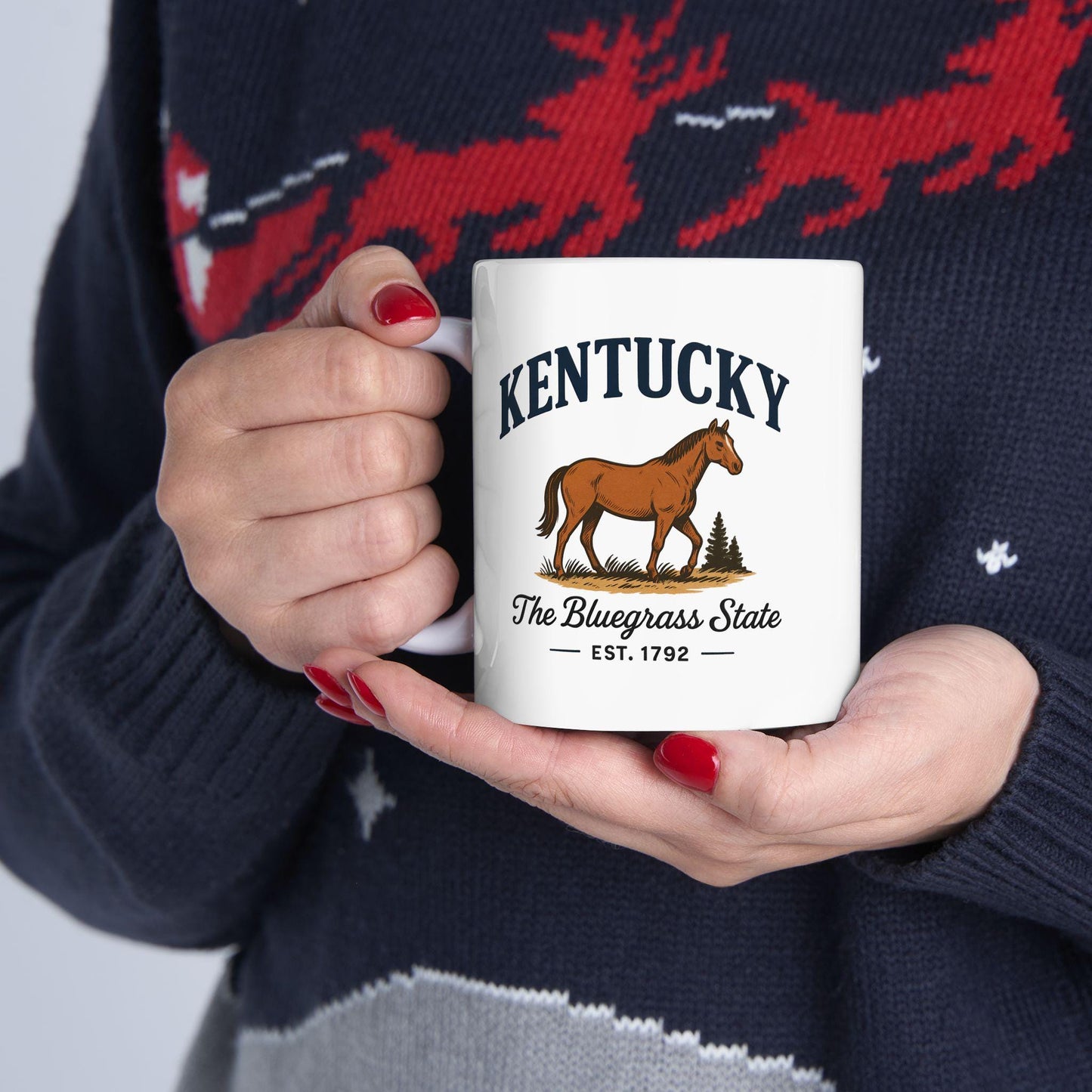 Kentucky Horse Mug | Bluegrass State Ceramic Coffee Cup | Equestrian Gift