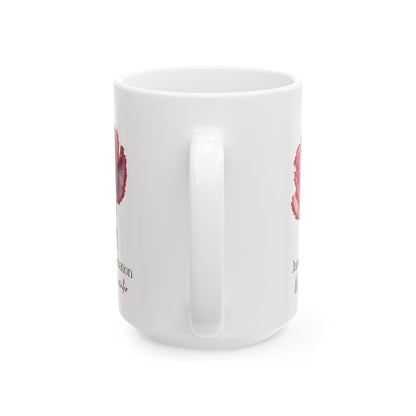 January Carnation Mug | Floral Winter Botanical 15oz Coffee Cup