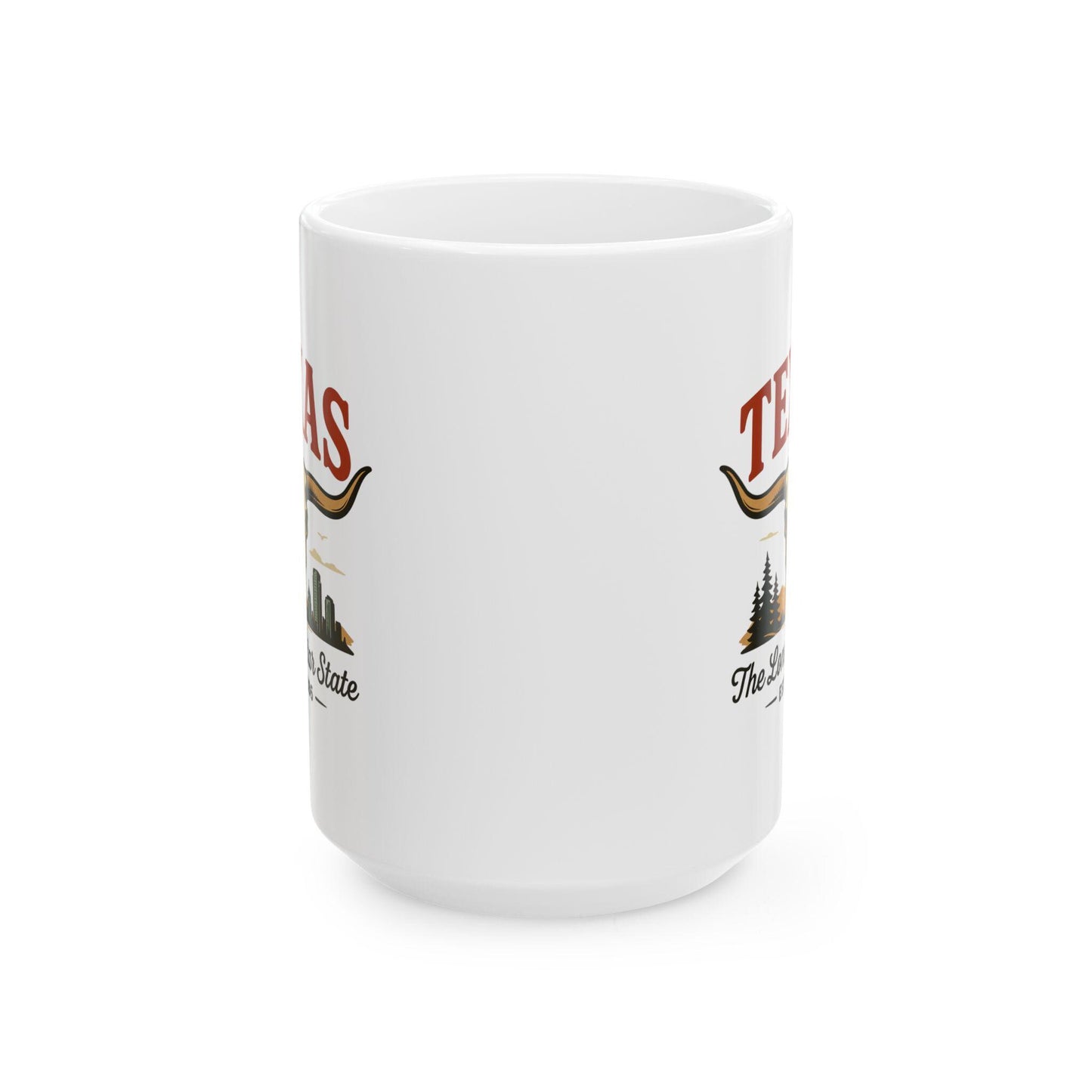 Texas Longhorn Ceramic Mug | Lone Star State Coffee Cup (15 oz)