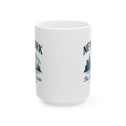 New York Empire State Mug | Statue of Liberty Ceramic Coffee Cup (15 oz)