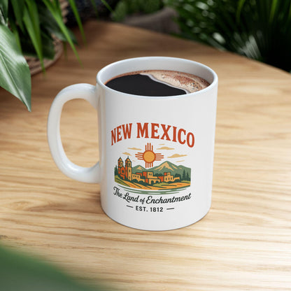 New Mexico Land of Enchantment Ceramic Mug | Southwest Desert Coffee Cup (15oz)