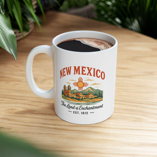 New Mexico Land of Enchantment Ceramic Mug | Southwest Desert Coffee Cup (15oz)
