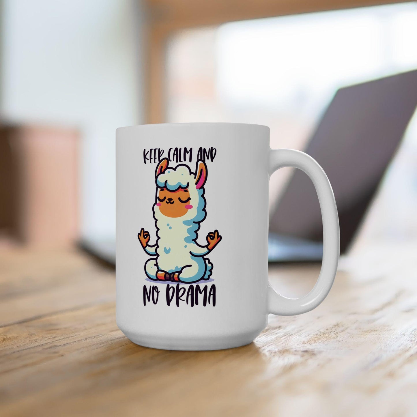 Funny Llama Mug | Meditating Llama, Zen Coffee Cup, 15oz Ceramic (Dishwasher Safe)