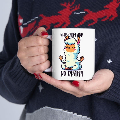Funny Llama Mug | Meditating Llama, Zen Coffee Cup, 15oz Ceramic (Dishwasher Safe)