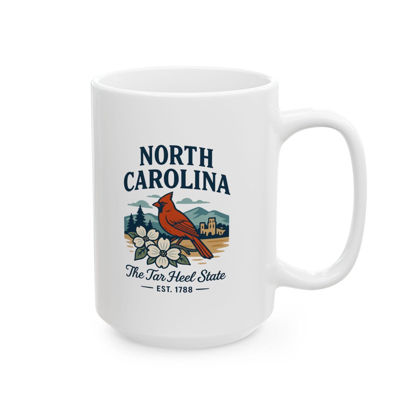 North Carolina Cardinal Mug | Tar Heel State Ceramic Coffee Cup (15oz)