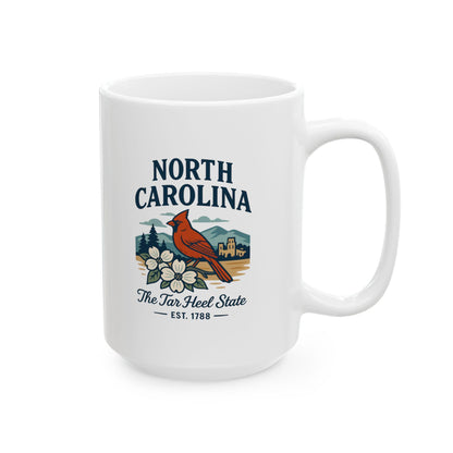 North Carolina Cardinal Mug | Tar Heel State Ceramic Coffee Cup (15oz)
