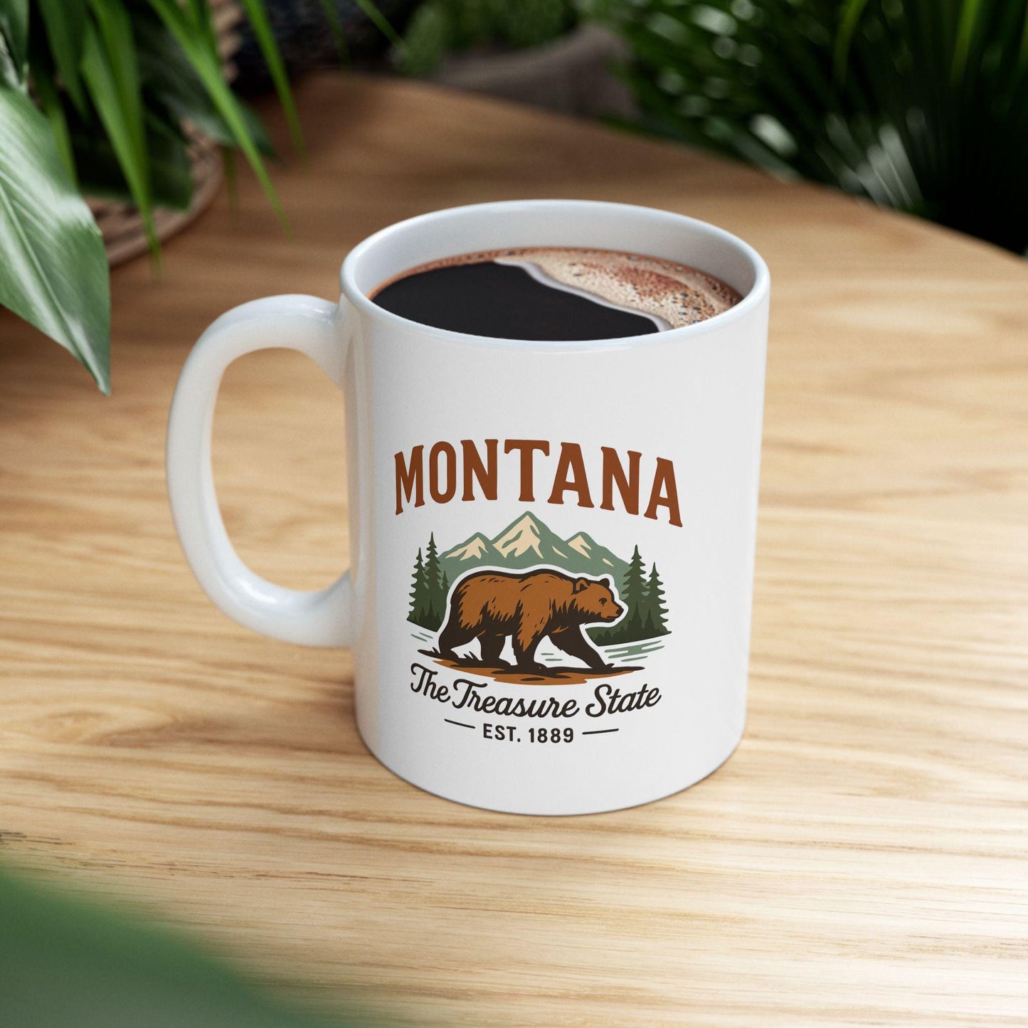 Montana Bear Mountain Ceramic Mug | 15oz Coffee Cup | Adventure Gift