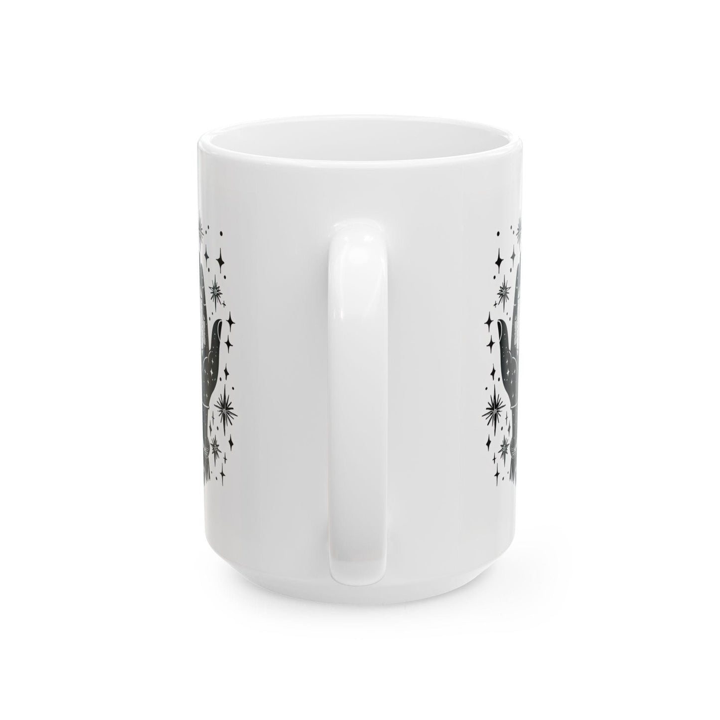 Celestial Hands Crystal Mug | Mystical Stars Ceramic Cup (15 oz)