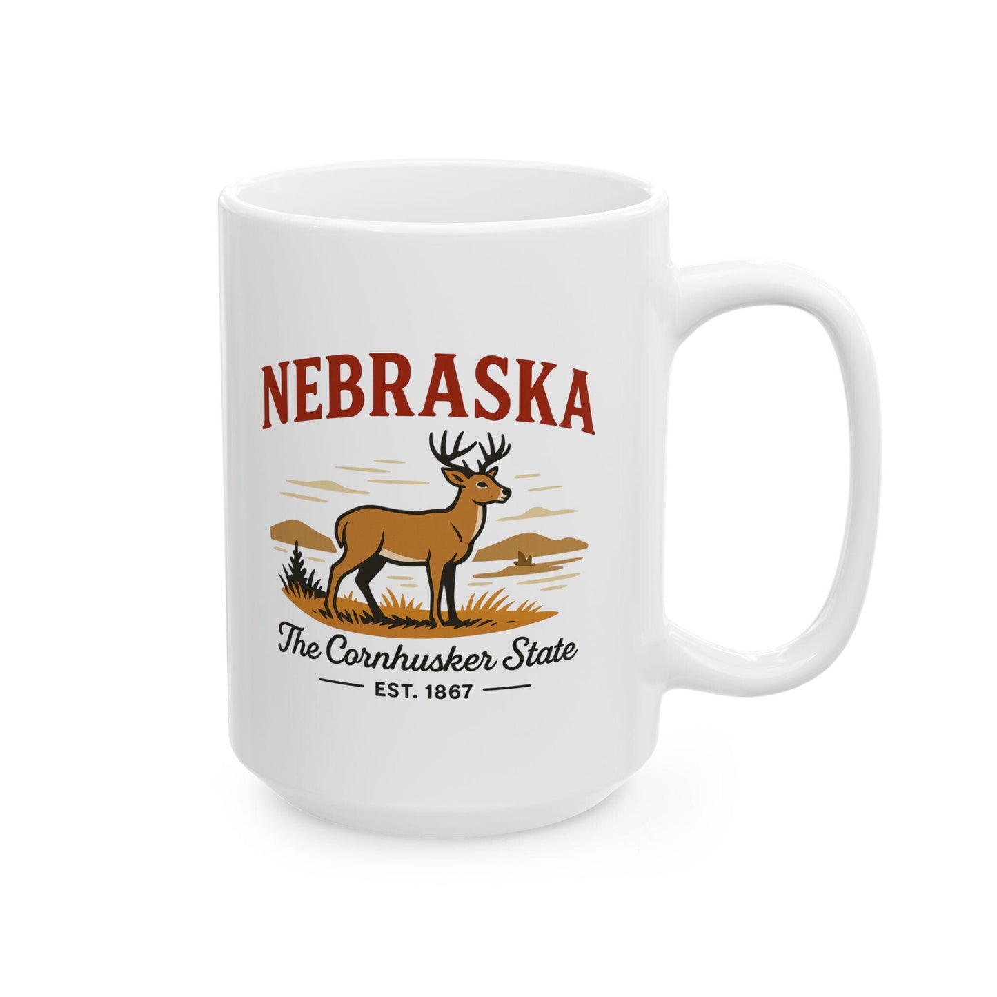 Nebraska Cornhusker State Mug | Deer Prairie Ceramic Coffee Cup