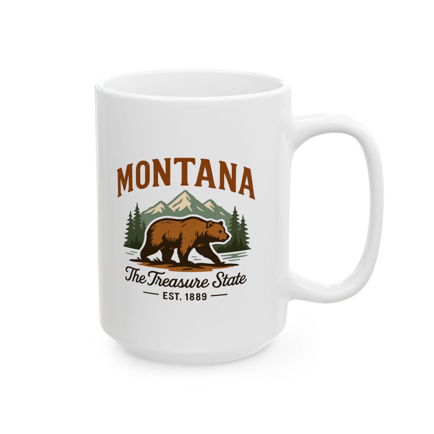 Montana Bear Mountain Ceramic Mug | 15oz Coffee Cup | Adventure Gift