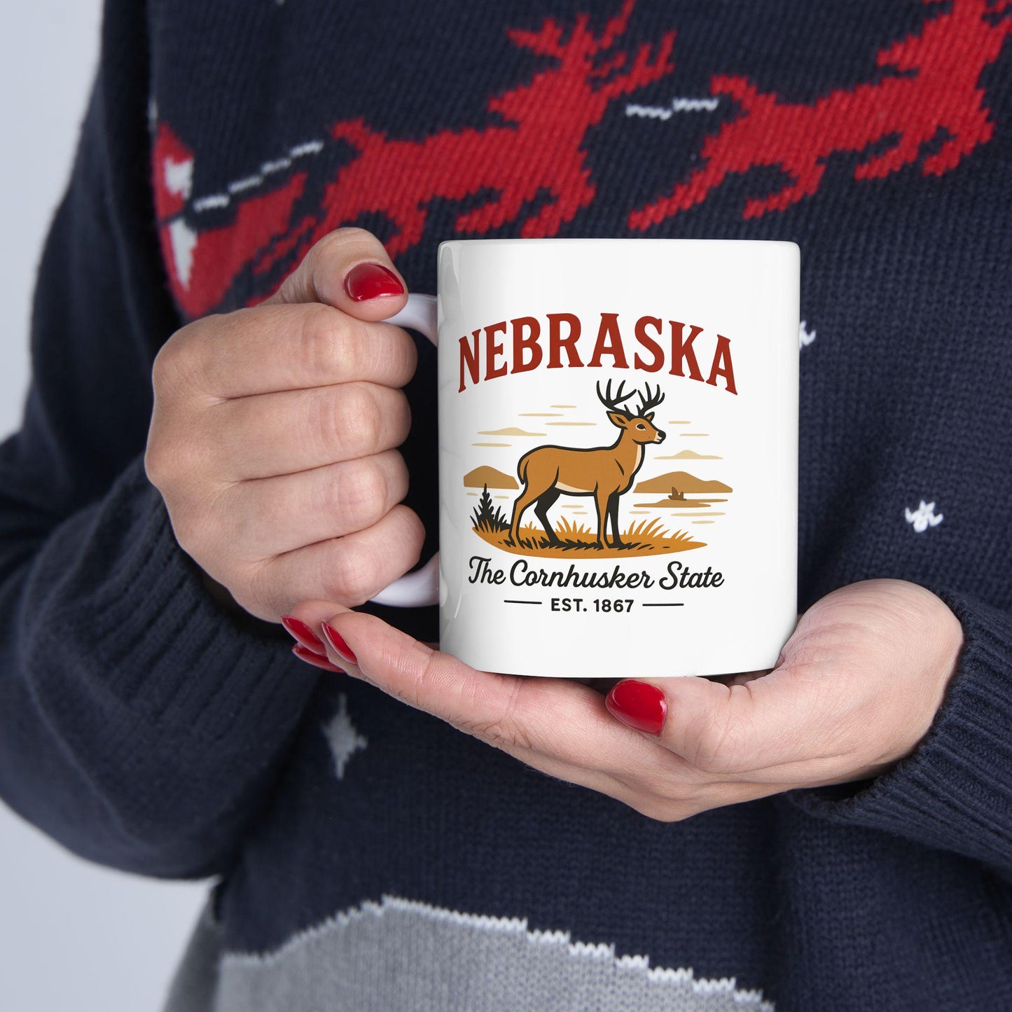 Nebraska Cornhusker State Mug | Deer Prairie Ceramic Coffee Cup