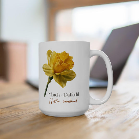March Daffodil Mug | Yellow Floral Spring Botanical Coffee Cup