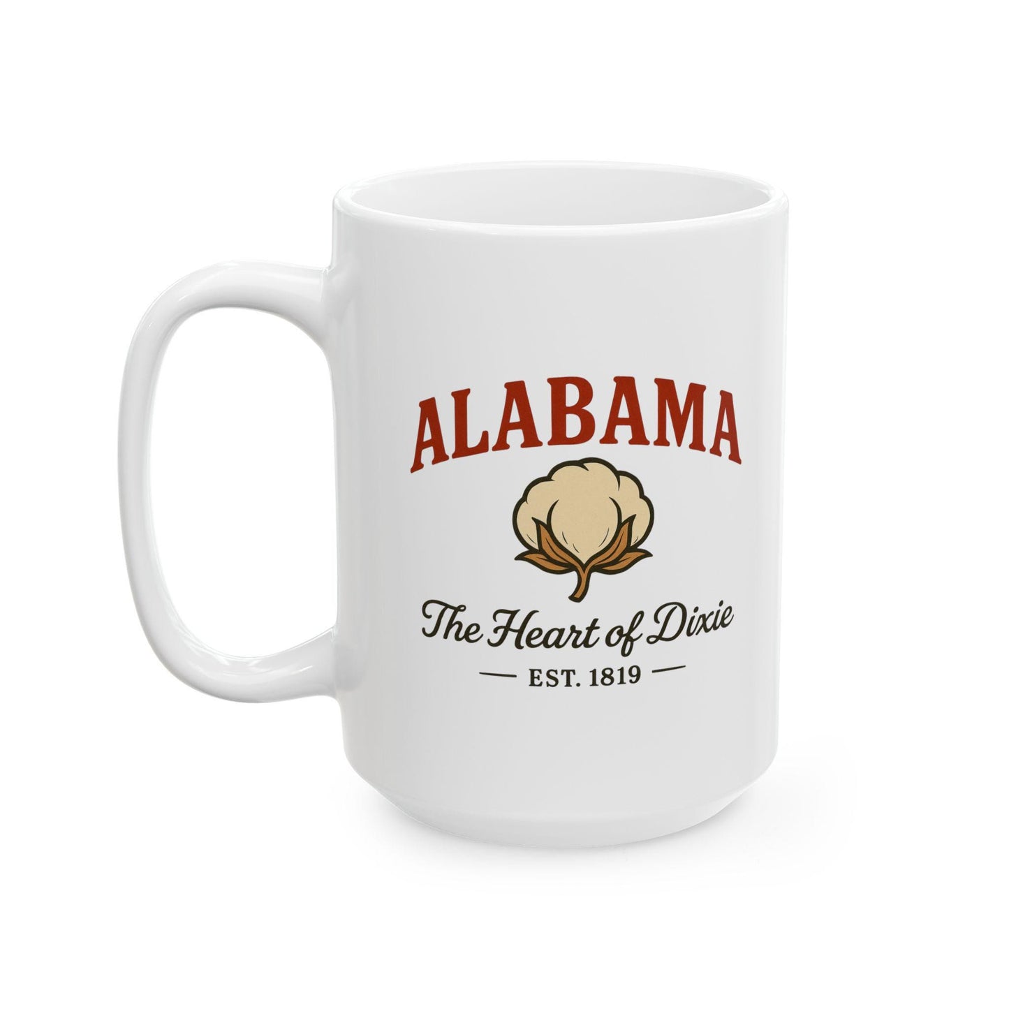 Alabama Heart of Dixie Mug | Vintage Cotton Ceramic Coffee Cup (15oz)