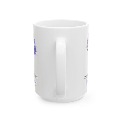 September Aster Floral Mug | 15oz Ceramic Coffee Cup, Autumn Botanical Drinkware