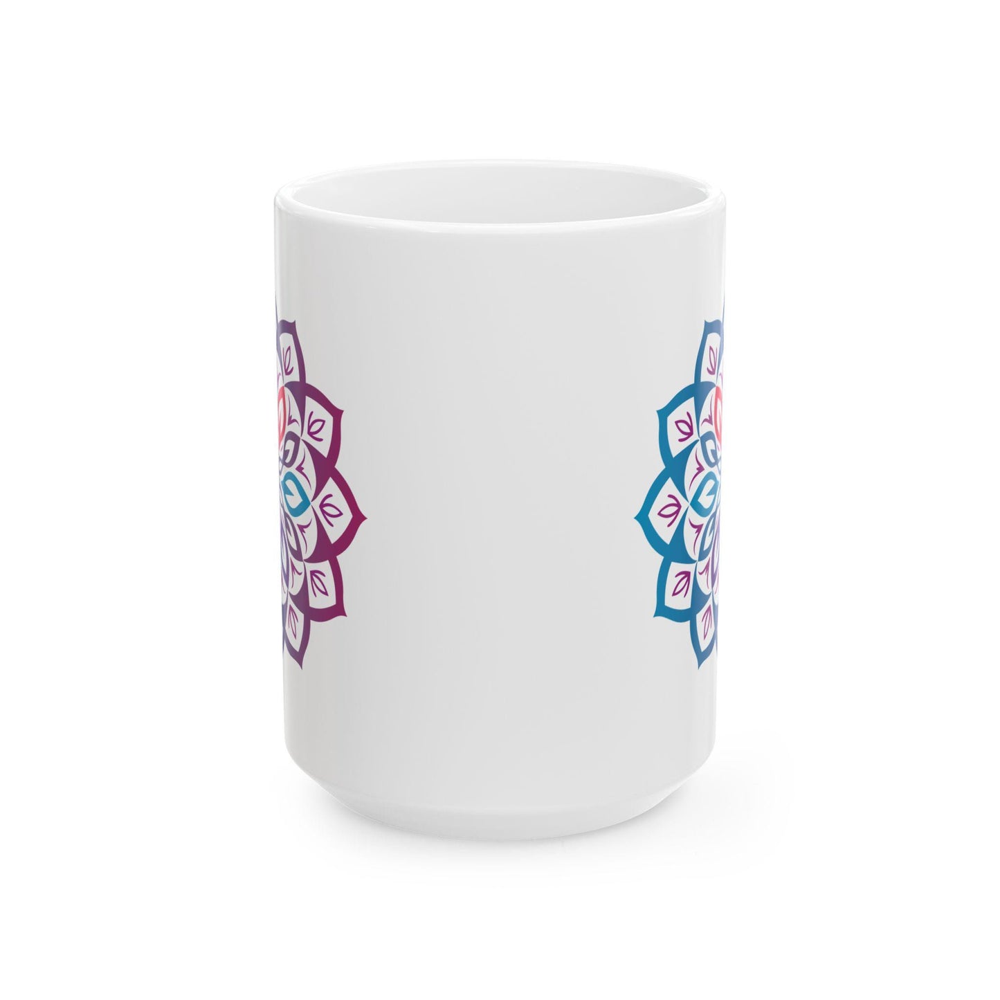 Mystic Aura Mandala Ceramic Mug | Blue Purple Boho Coffee Cup