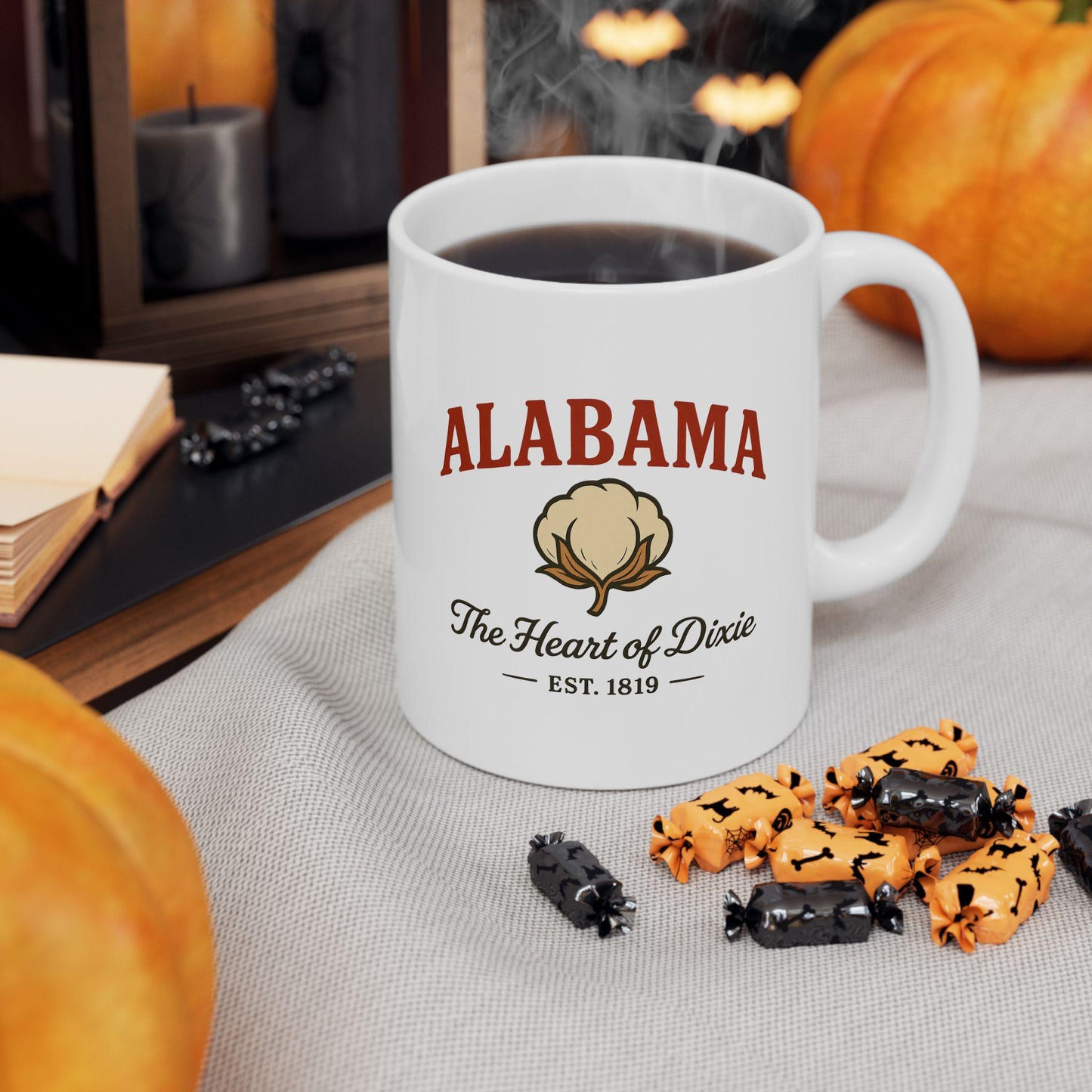 Alabama Heart of Dixie Mug | Vintage Cotton Ceramic Coffee Cup (15oz)