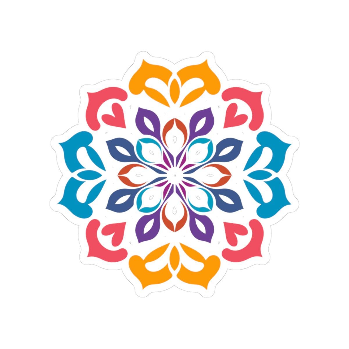 ColorFlow Mandala Sticker | Geometric Kaleidoscope Vinyl Decal, Boho Spiritual Decor